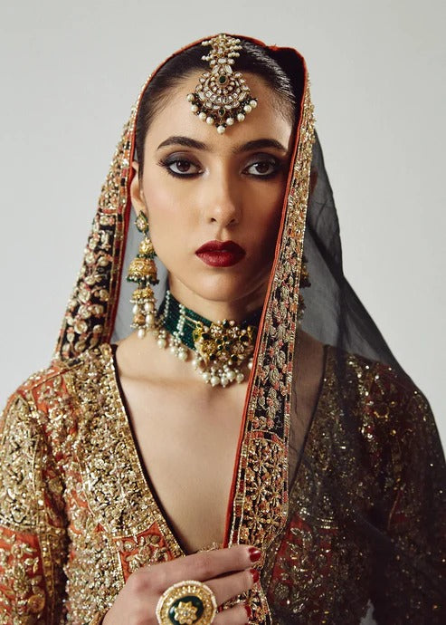 Hussain Rehar – Black Pure Satin Silk Lehenga with Organza Dupatta