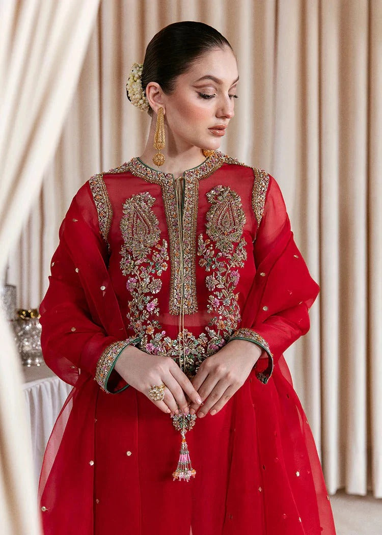 Sevgi by Hussain Rehar – Regal Red Organza Ensemble